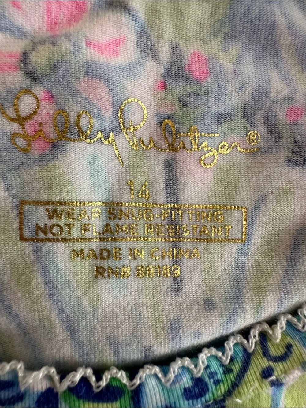 Lilly Pulitzer Pajama Set Girls Size 14 LS Shirt & Pants Colorful Tropical Print